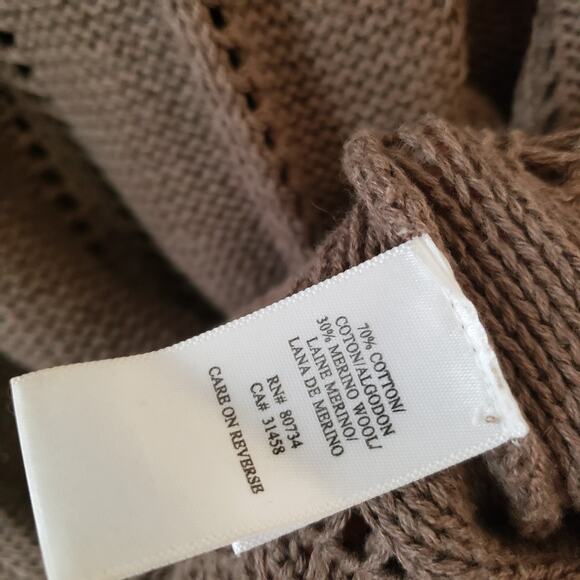 BCBGMAXAZRIA Brown Knit Cotton Wool Sweater Sleeveless Tunic Large Buttons - Picture 6 of 7